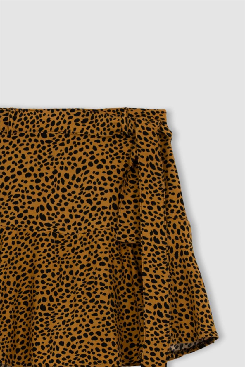 WOMAN Camel Printed Mini Skirt