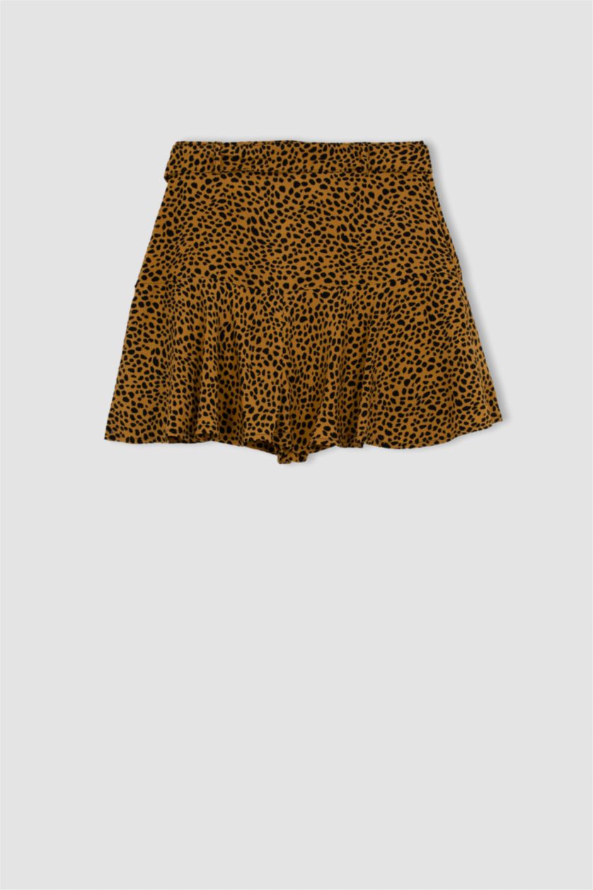 WOMAN Camel Printed Mini Skirt