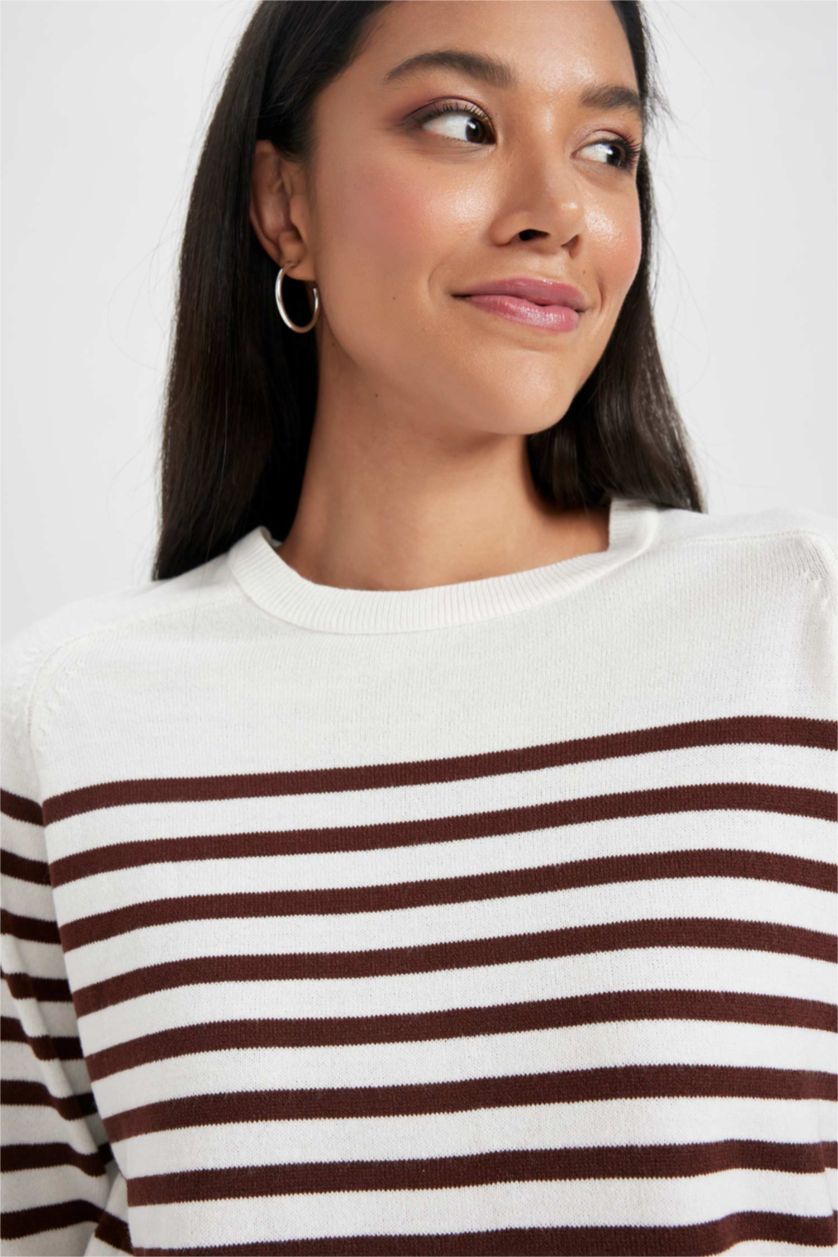 Жіночий Коричневий Пуловер стандартного крою з круглим вирізом для жінок