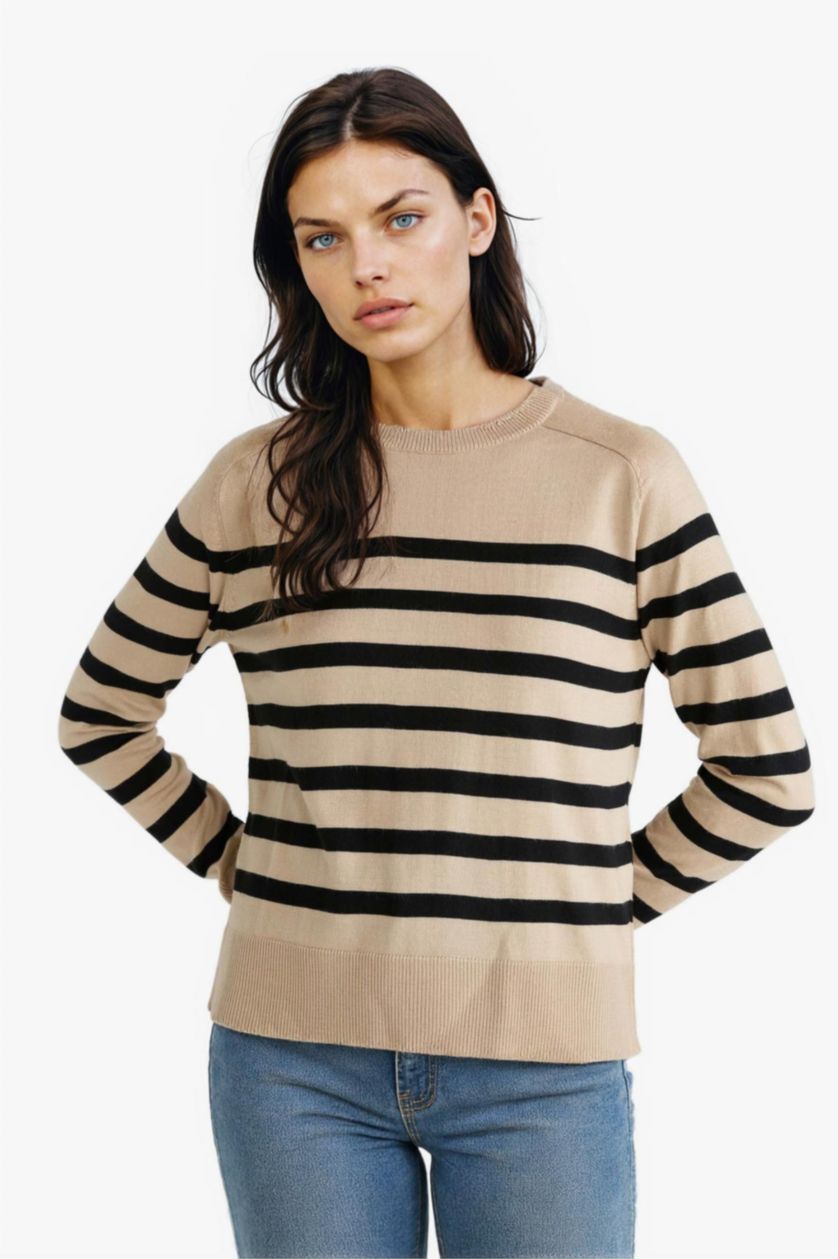 WOMAN Stone Regular Fit Crew Neck Striped Pullover