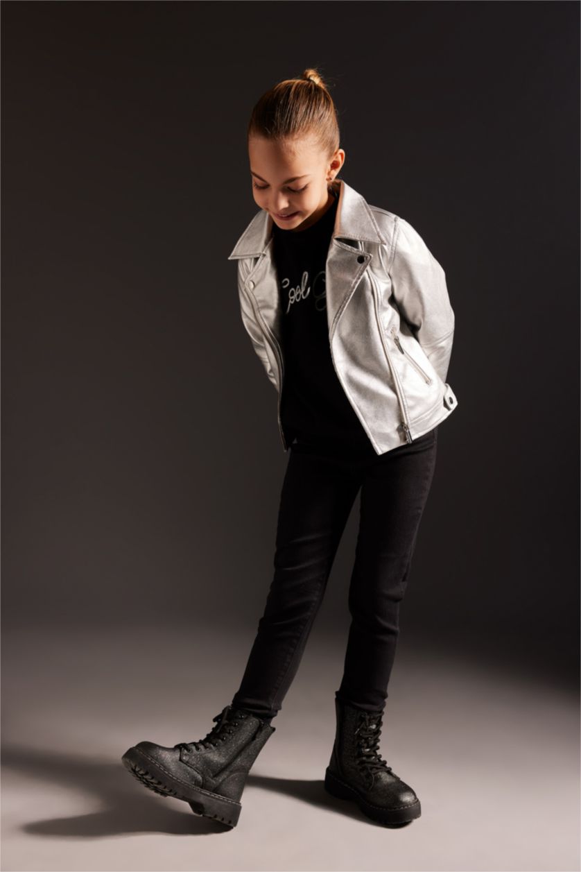 Дівчачий Срібний Куртки стандартного крою зі штучної шкіри для дівчаток