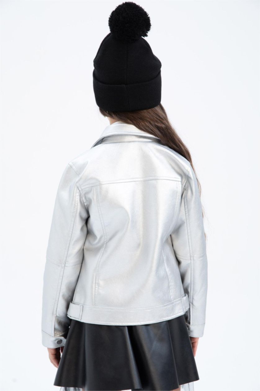 Дівчачий Срібний Куртки стандартного крою зі штучної шкіри для дівчаток