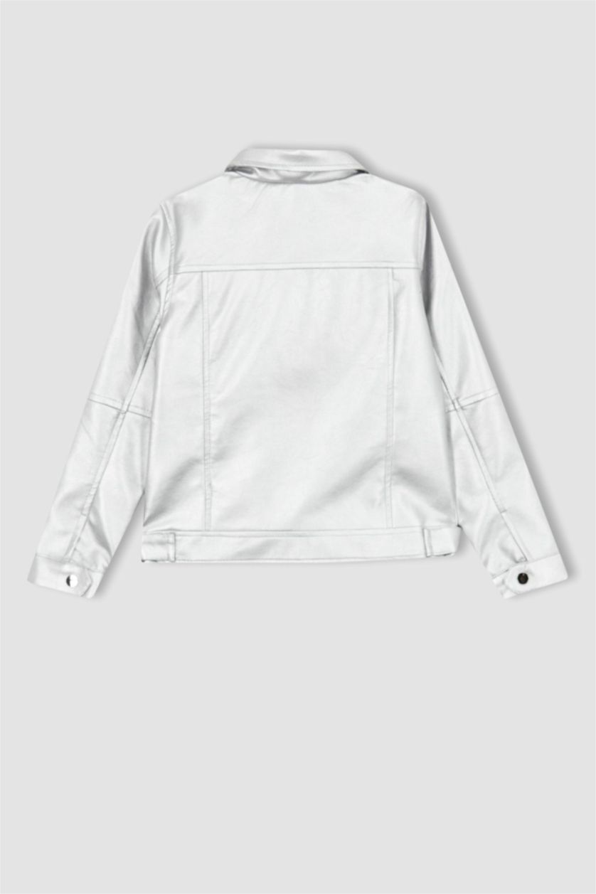 Дівчачий Срібний Куртки стандартного крою зі штучної шкіри для дівчаток