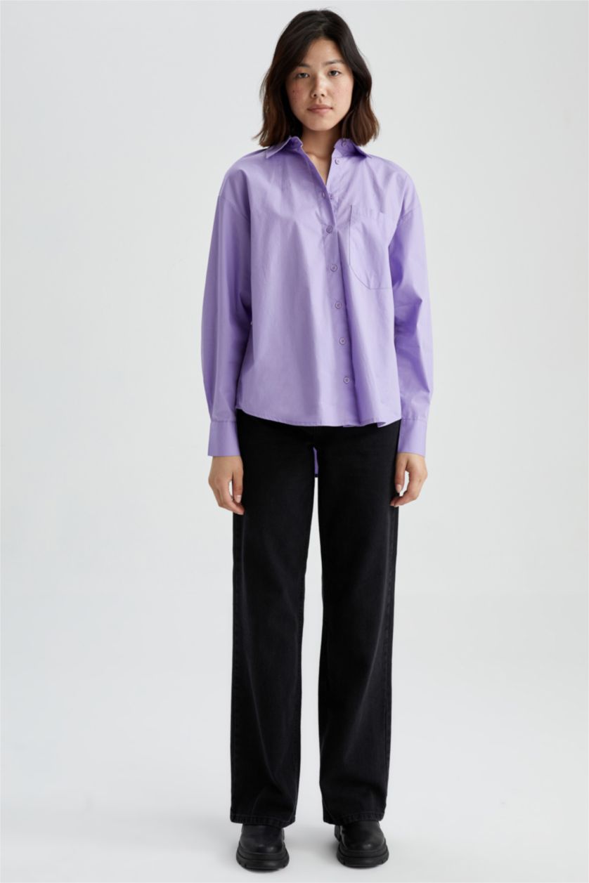 WOMAN Lilac Oversize Fit Poplin Long Sleeve Shirt