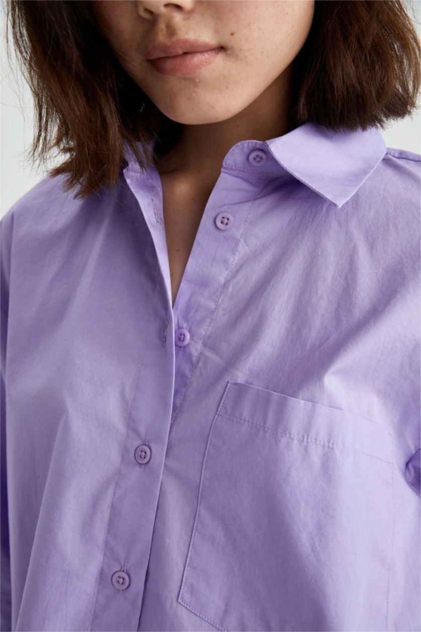 WOMAN Lilac Oversize Fit Poplin Long Sleeve Shirt