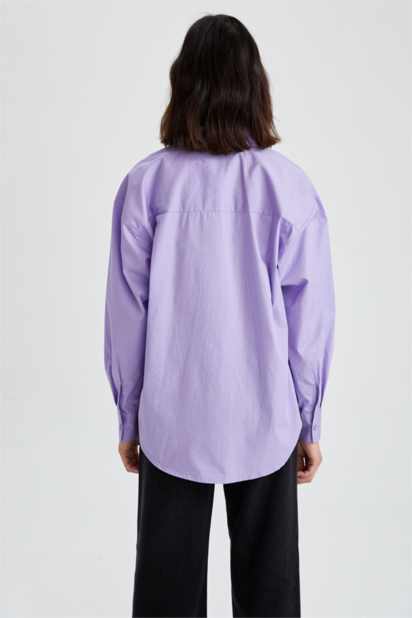 WOMAN Lilac Oversize Fit Poplin Long Sleeve Shirt