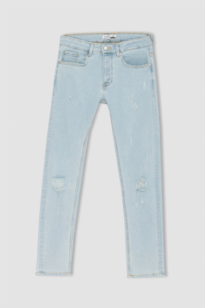 MAN Light Blue Skinny Comfort Fit Trousers