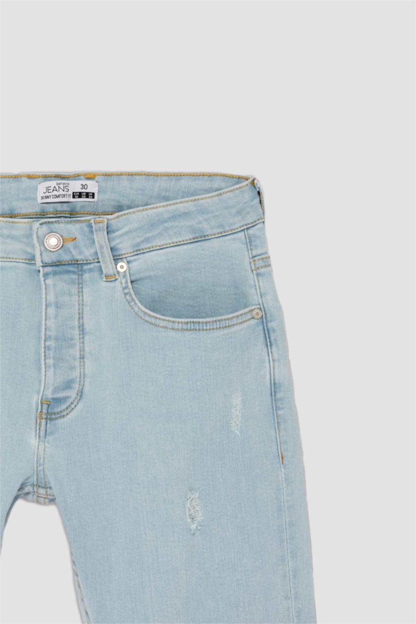 MAN Light Blue Skinny Comfort Fit Trousers