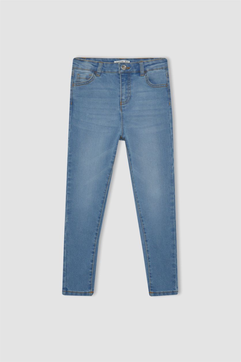 Девочки и подростки Светло-синий Брюки скинни для девочек, Школьная коллекция