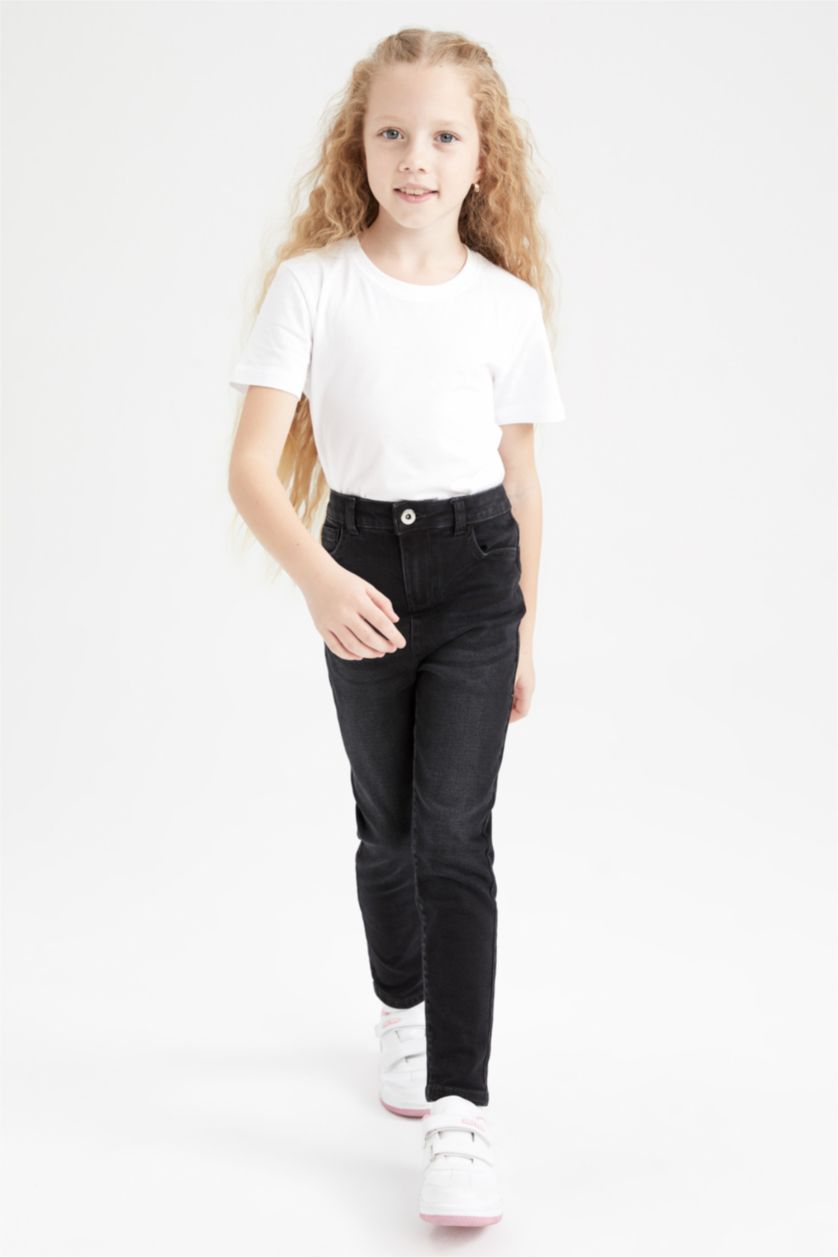 بناتي أسود بنطلون جينز بناتي سكيني فيت برجل ضيقة