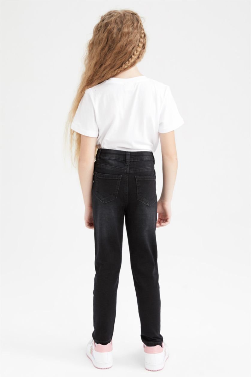 بناتي أسود بنطلون جينز بناتي سكيني فيت برجل ضيقة