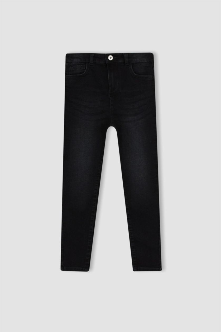 بناتي أسود بنطلون جينز بناتي سكيني فيت برجل ضيقة