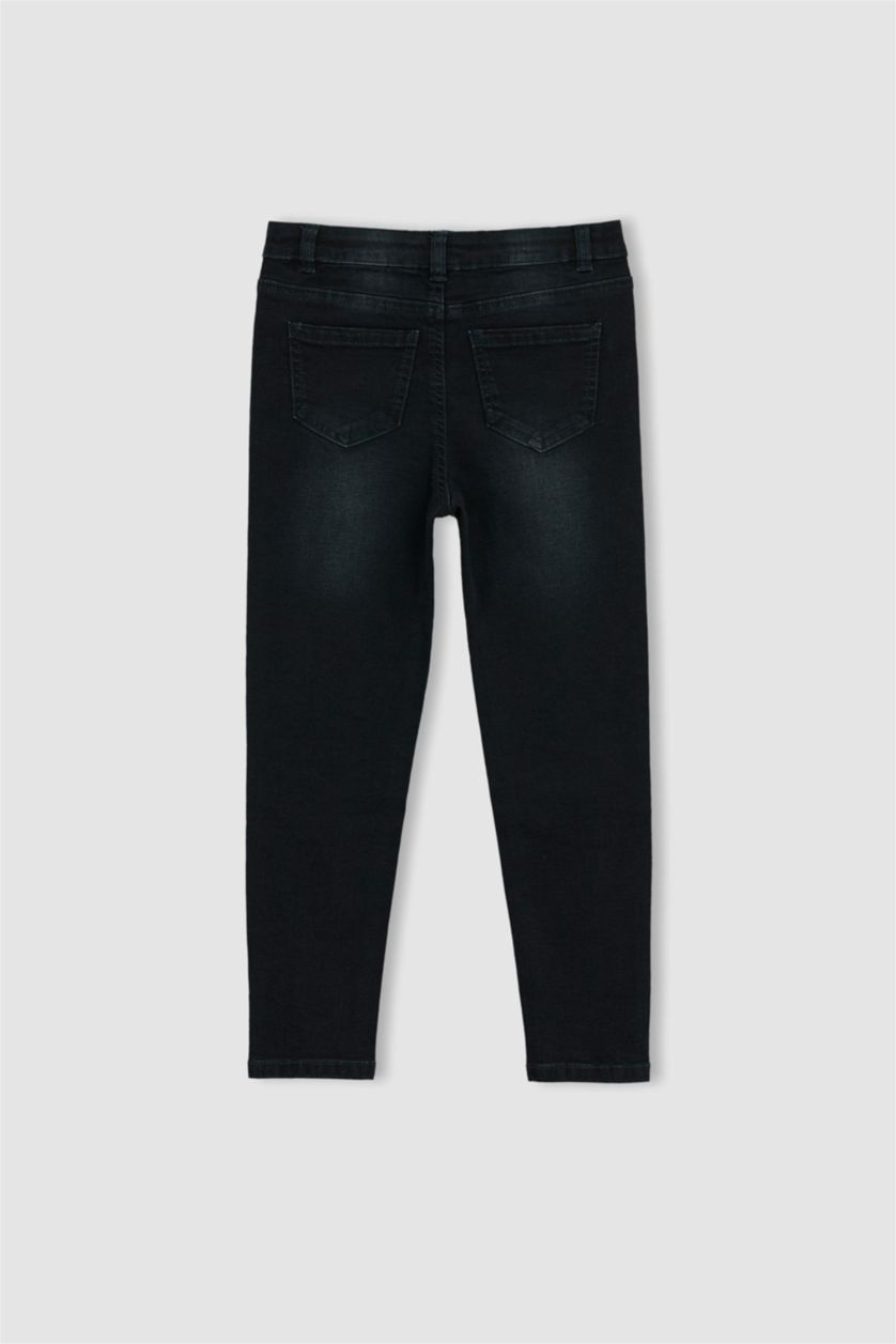 بناتي أسود بنطلون جينز بناتي سكيني فيت برجل ضيقة