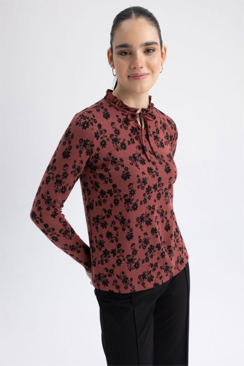 WOMAN Tile Regular Fit Crew Neck Long Sleeve T-Shirt