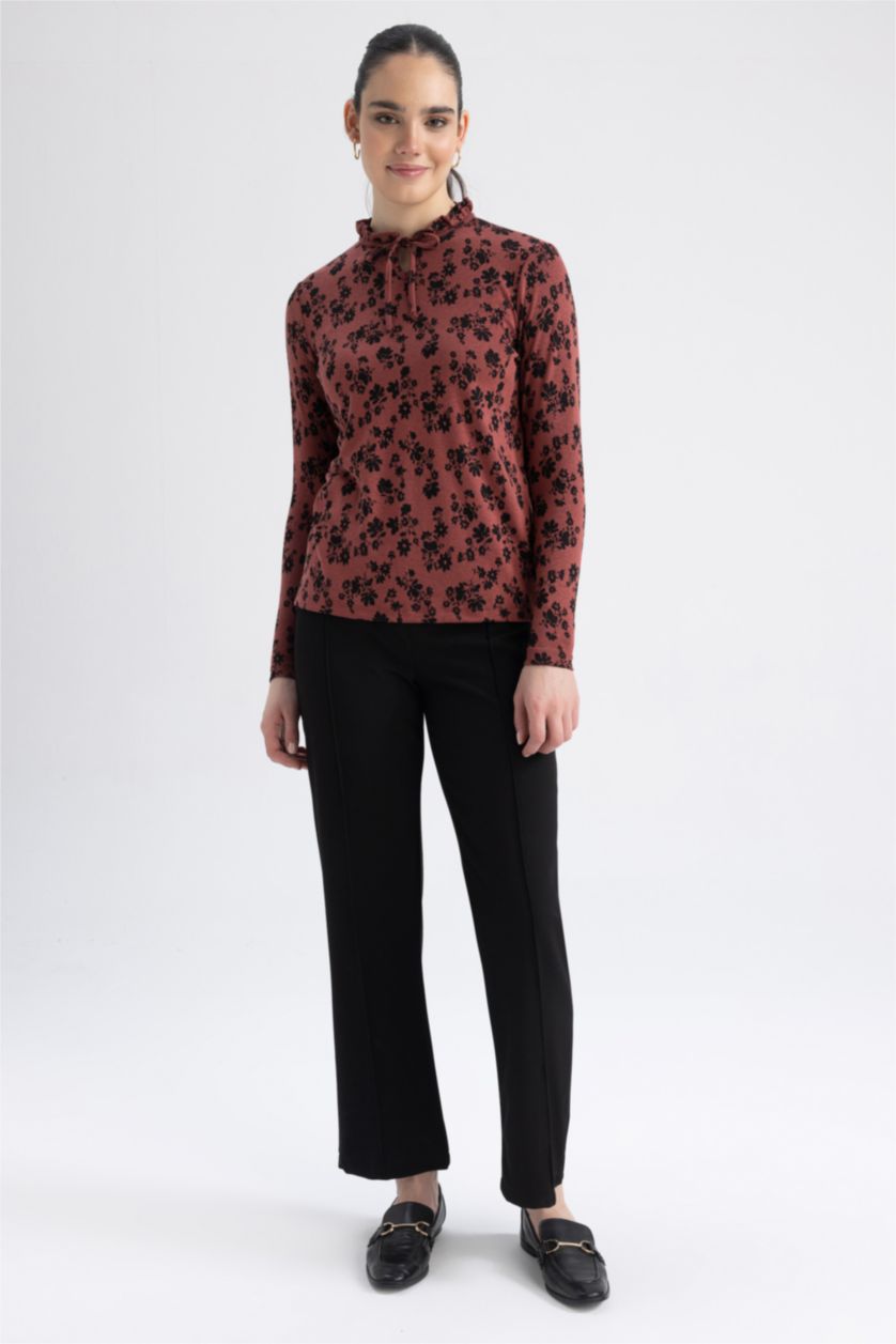 WOMAN Tile Regular Fit Crew Neck Long Sleeve T-Shirt