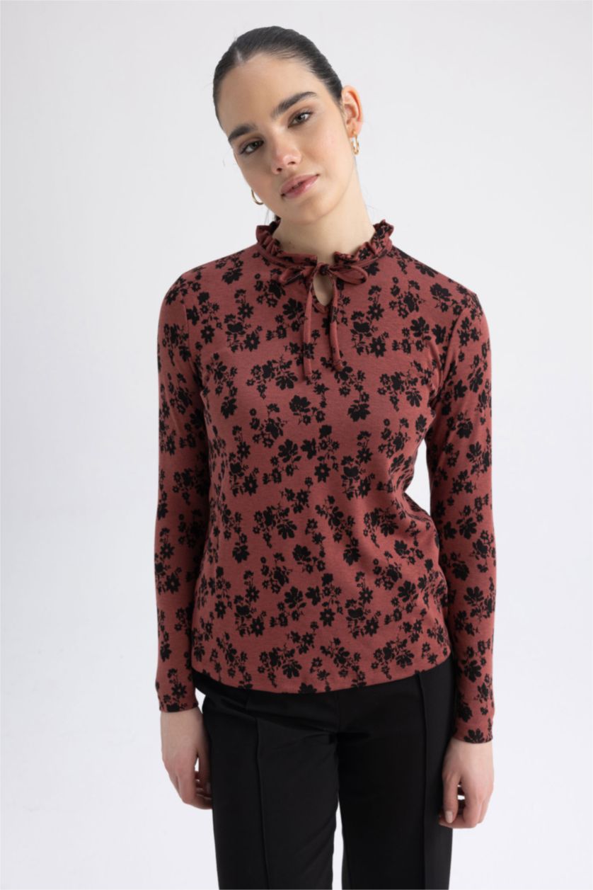 WOMAN Tile Regular Fit Crew Neck Long Sleeve T-Shirt