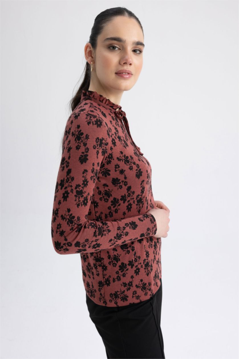 WOMAN Tile Regular Fit Crew Neck Long Sleeve T-Shirt