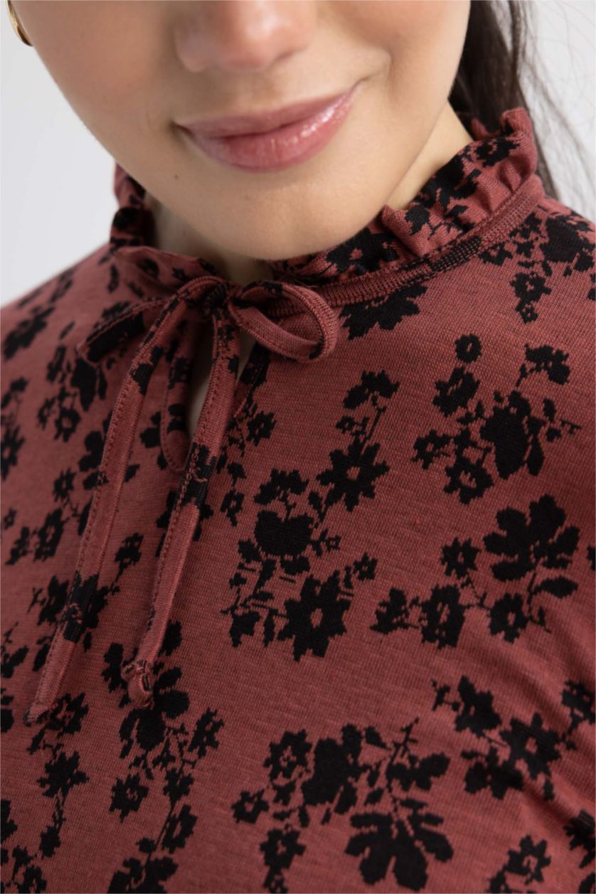 WOMAN Tile Regular Fit Crew Neck Long Sleeve T-Shirt