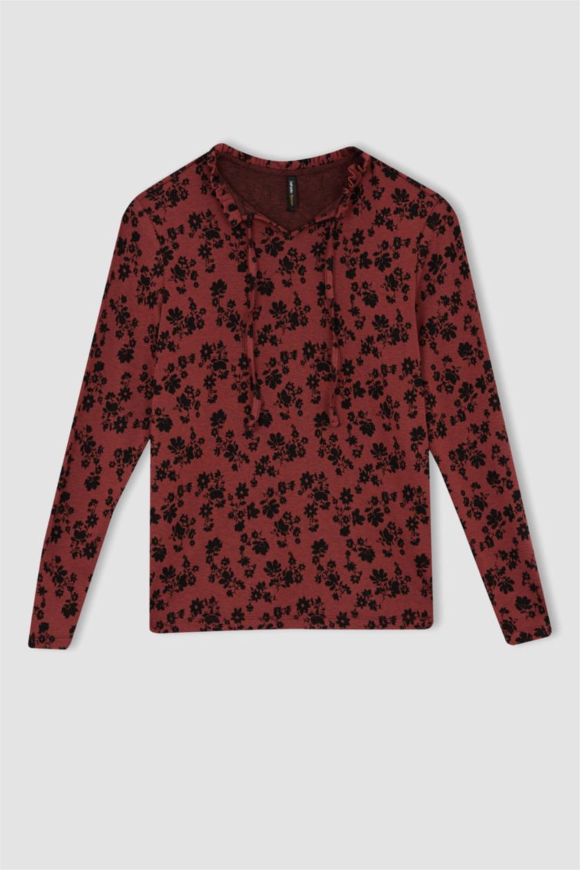 WOMAN Tile Regular Fit Crew Neck Long Sleeve T-Shirt