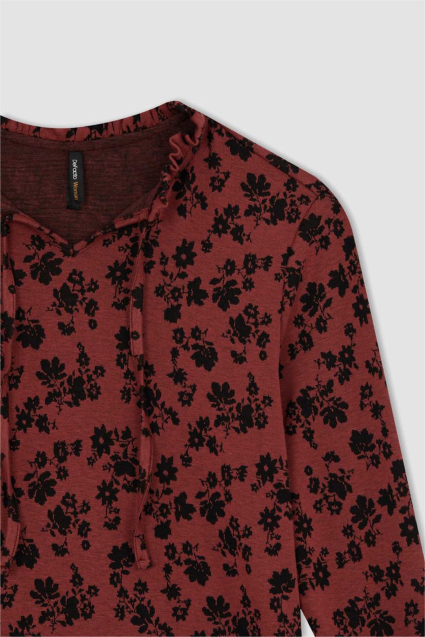 WOMAN Tile Regular Fit Crew Neck Long Sleeve T-Shirt