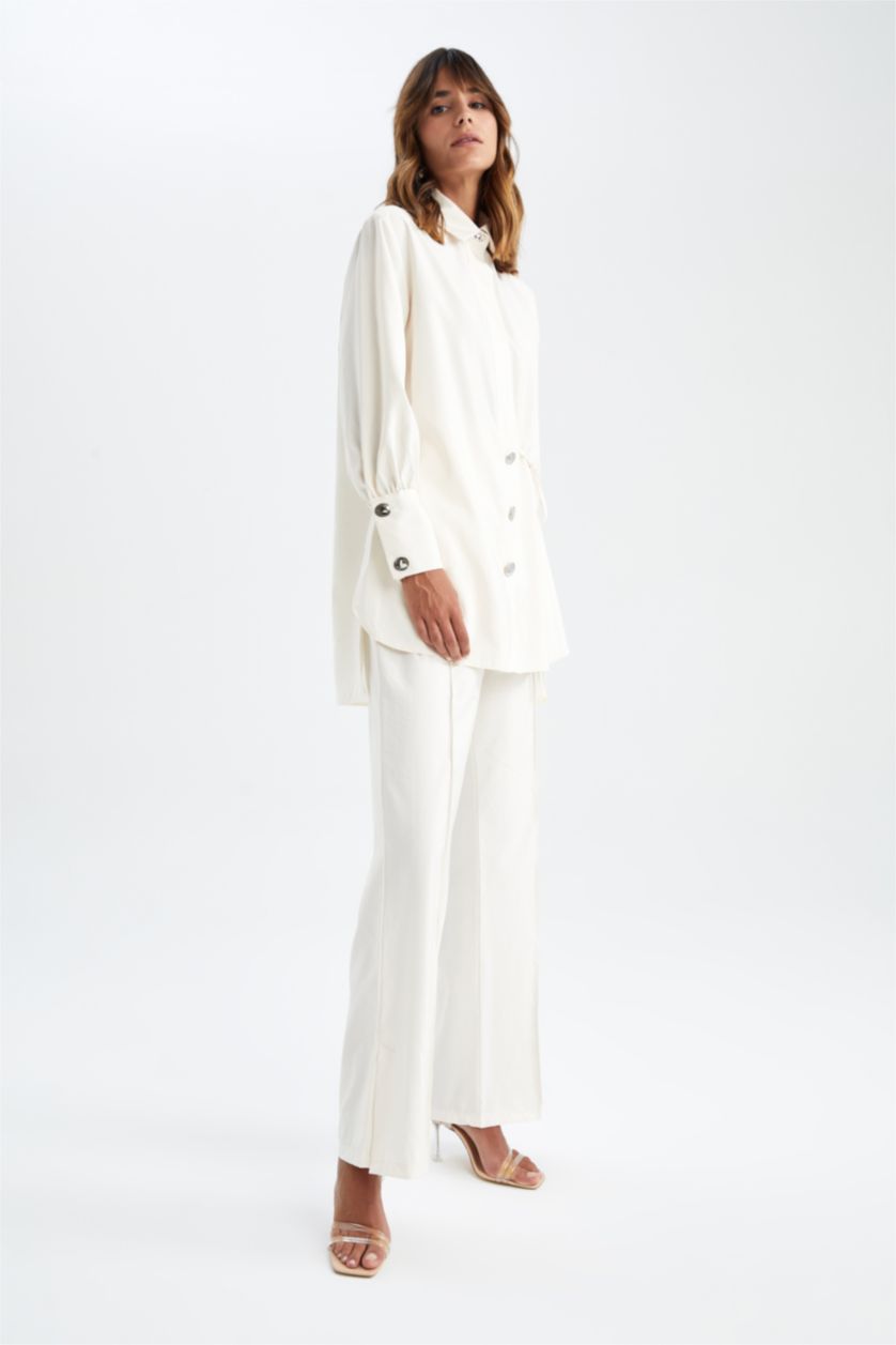 FEMME Beige Pantalon Palazzo Touché Privé X Defacto