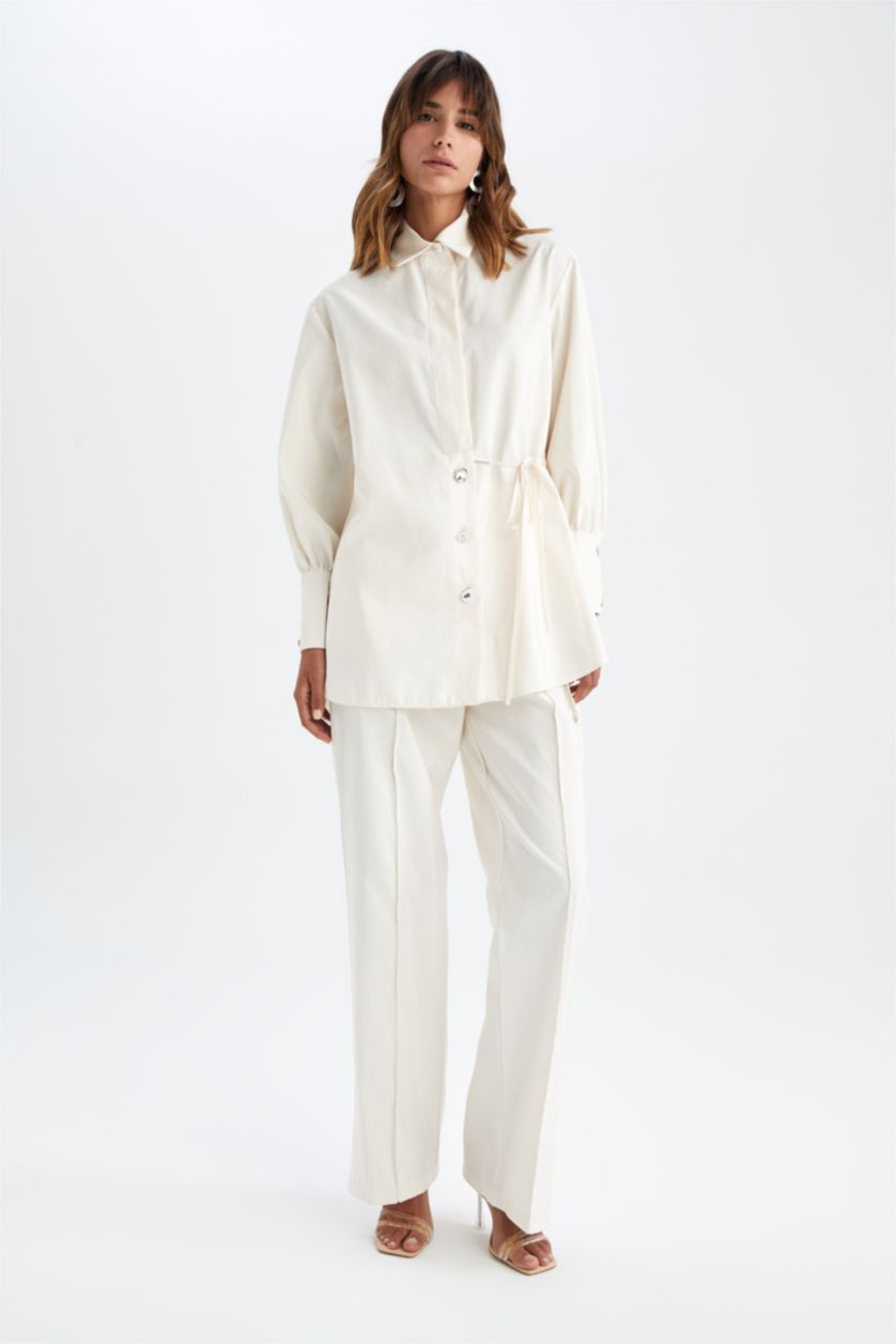 FEMME Beige Pantalon Palazzo Touché Privé X Defacto