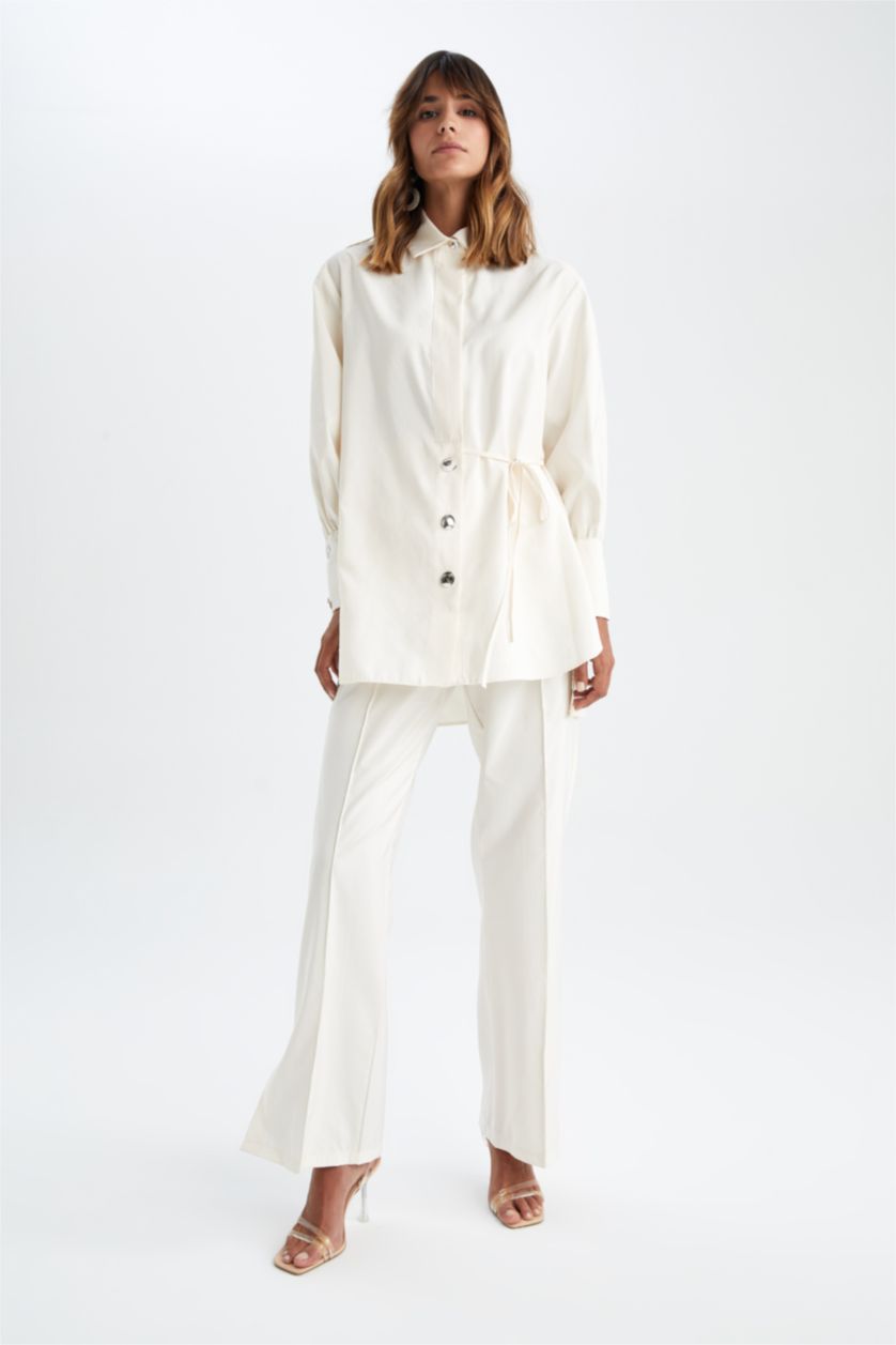 FEMME Beige Pantalon Palazzo Touché Privé X Defacto