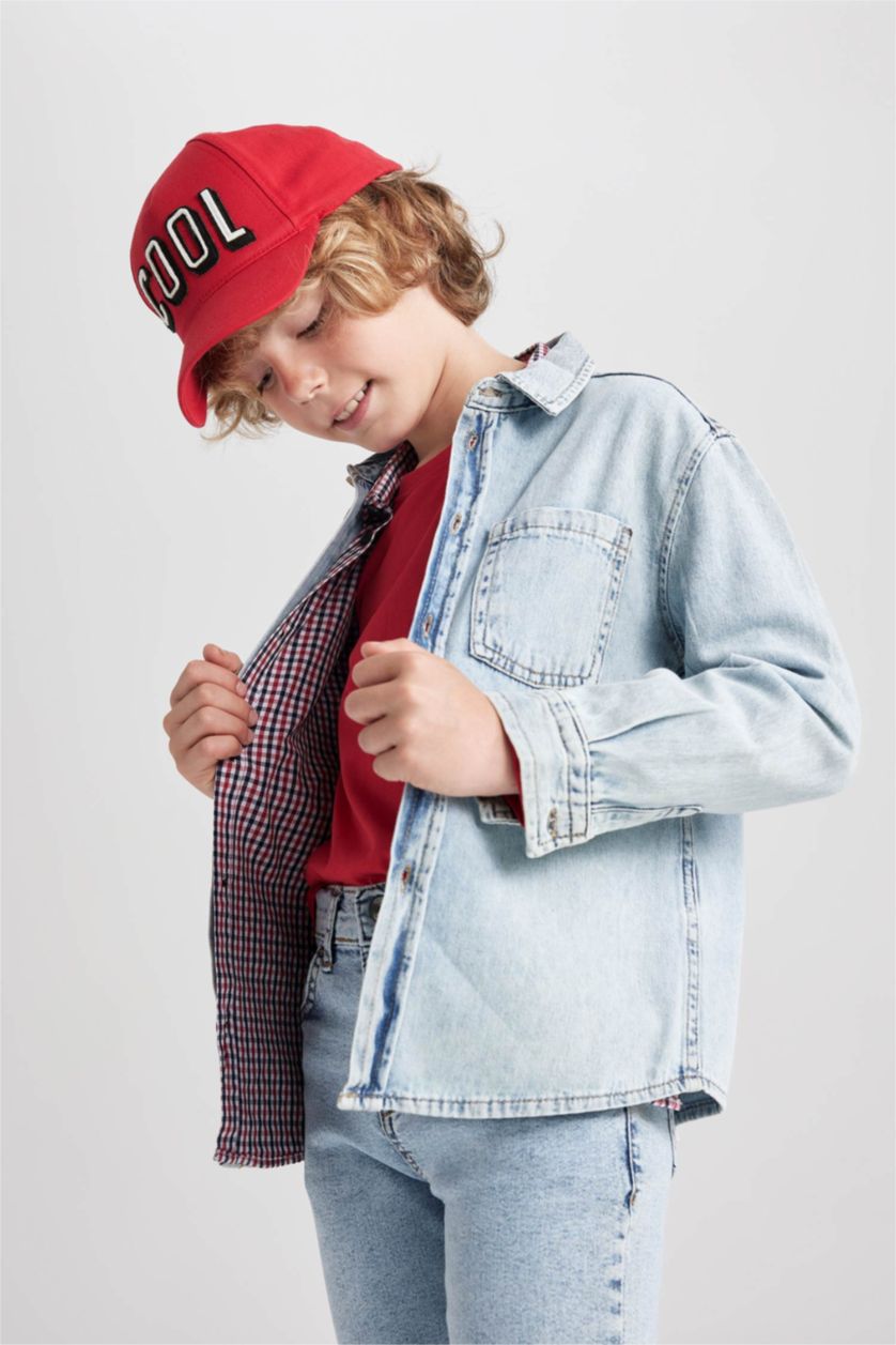 GARÇONS BLEU Clair Chemises à manches longues Jean Col Polo