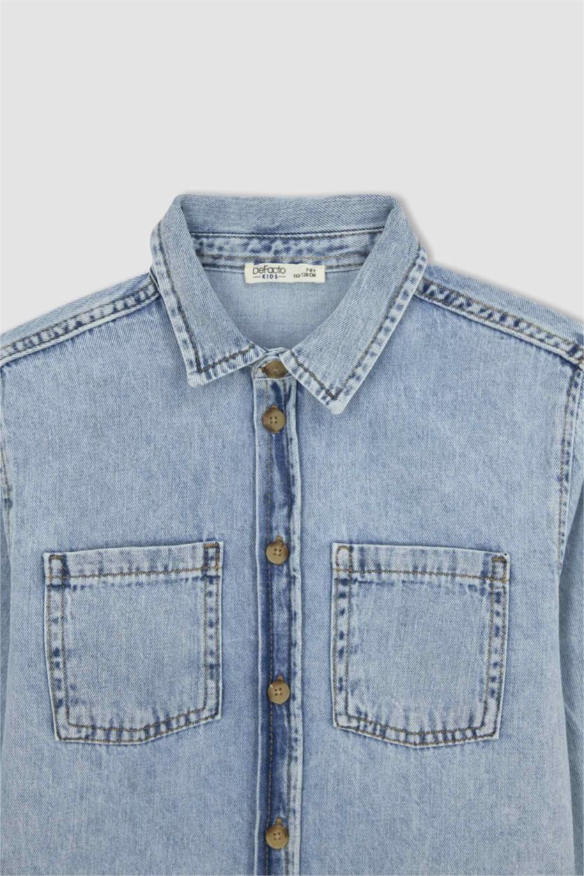 GARÇONS BLEU Clair Chemises à manches longues Jean Col Polo