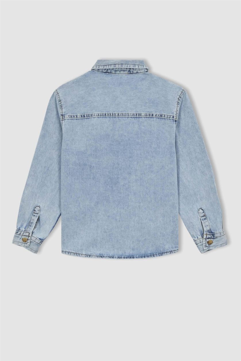 GARÇONS BLEU Clair Chemises à manches longues Jean Col Polo