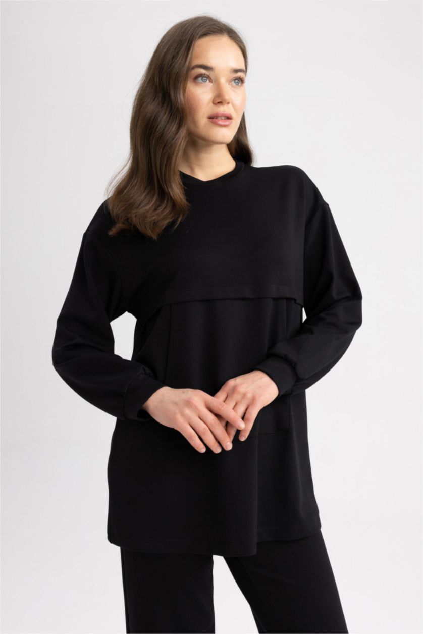 WOMAN Black Relax Fit Sweat Tunic