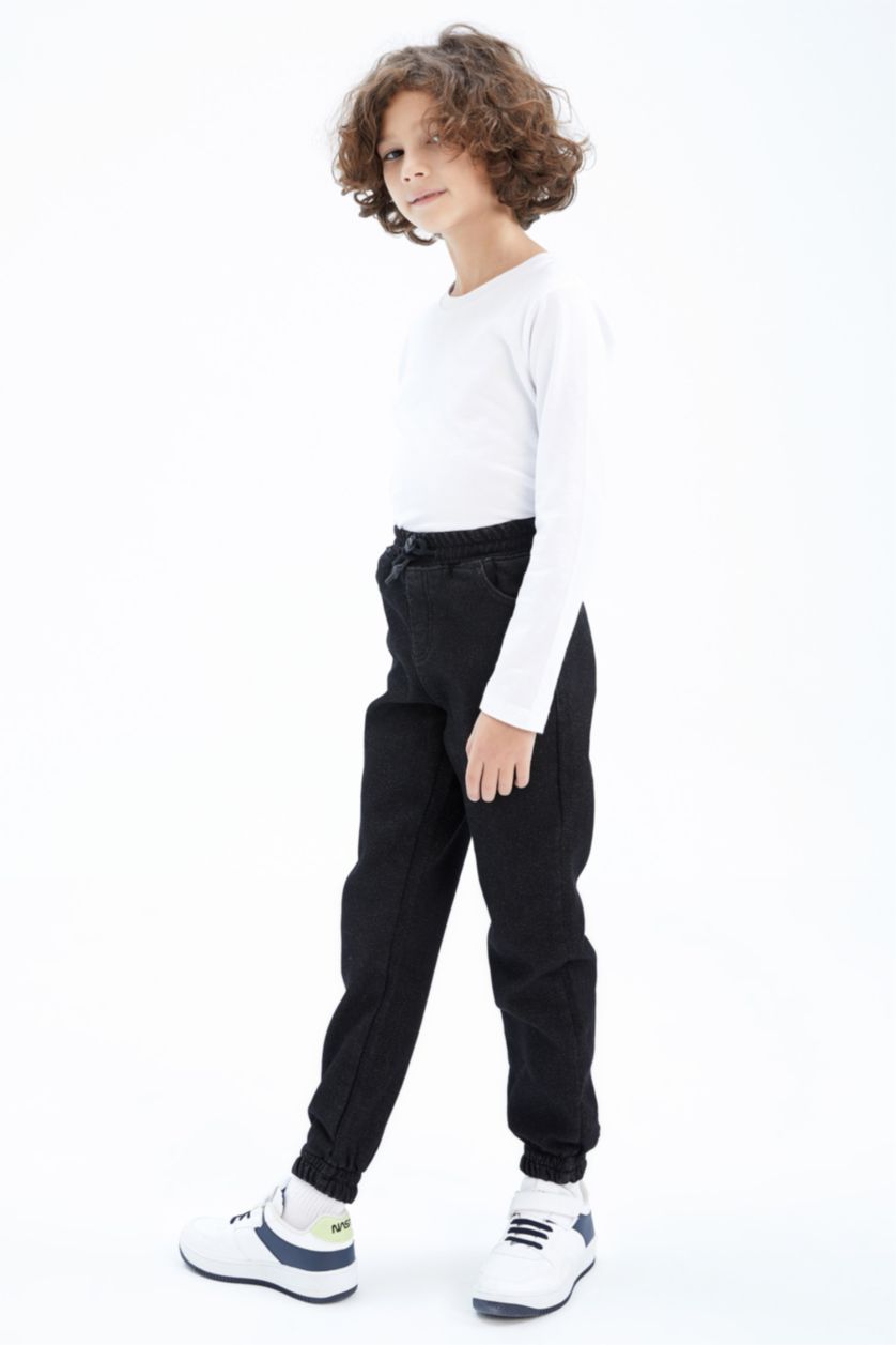 أولاد أسود بنطلون جينز ولادي جوجر بحافة مطاطية