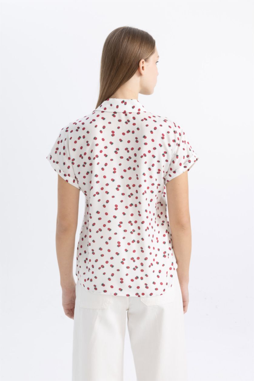 WOMAN Red Patterned Short Sleeve Shirt