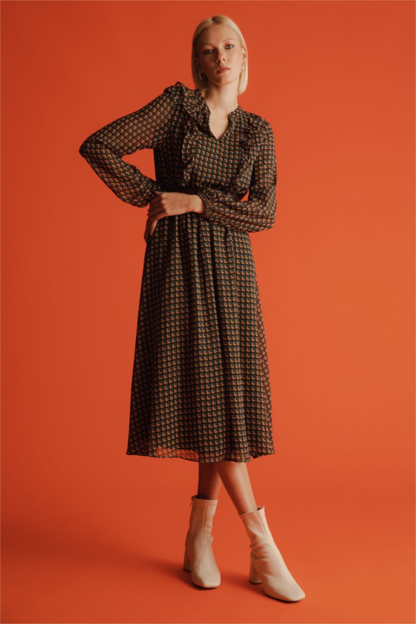 WOMAN Green Printed Chiffon Maxi Dress