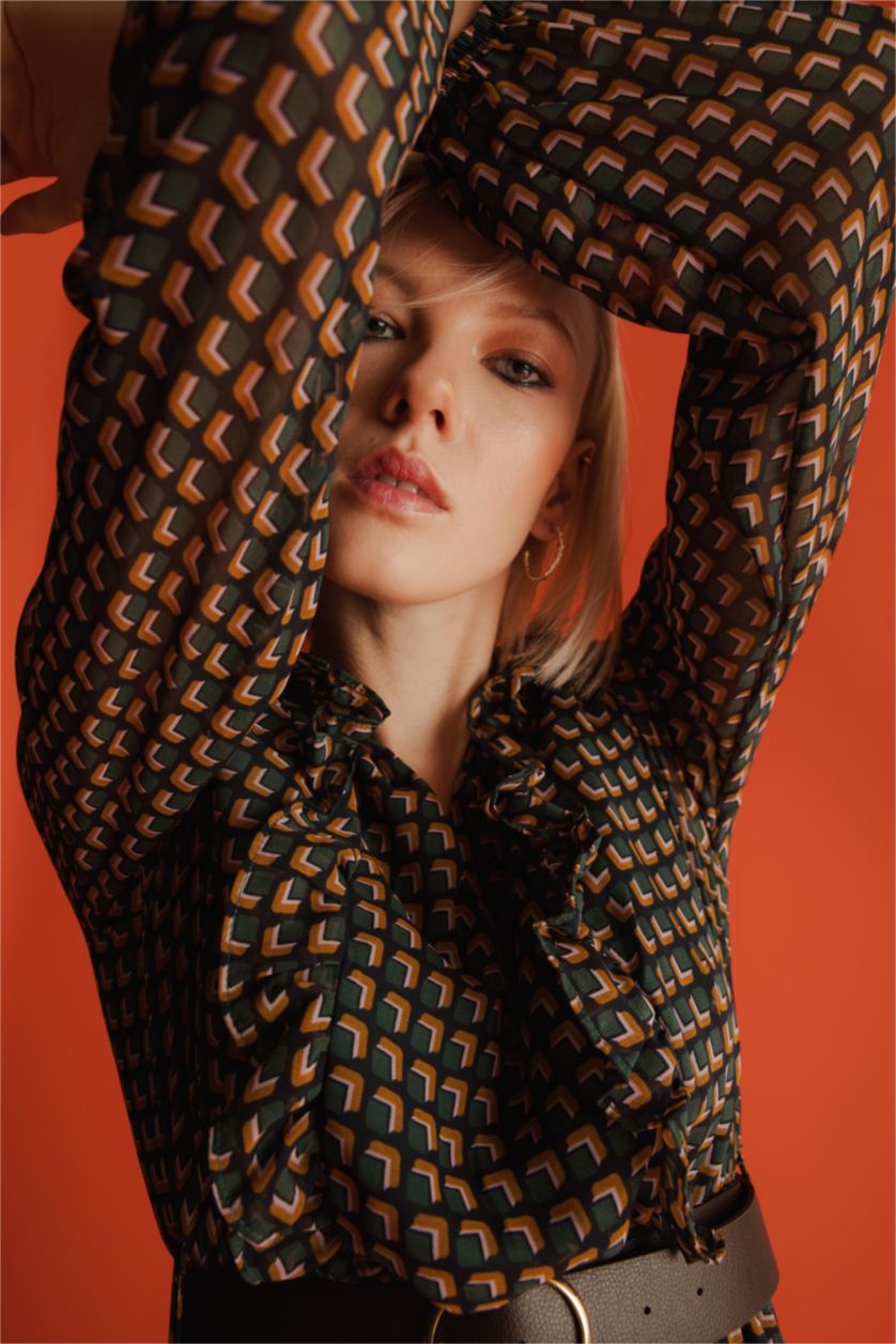 WOMAN Green Printed Chiffon Maxi Dress