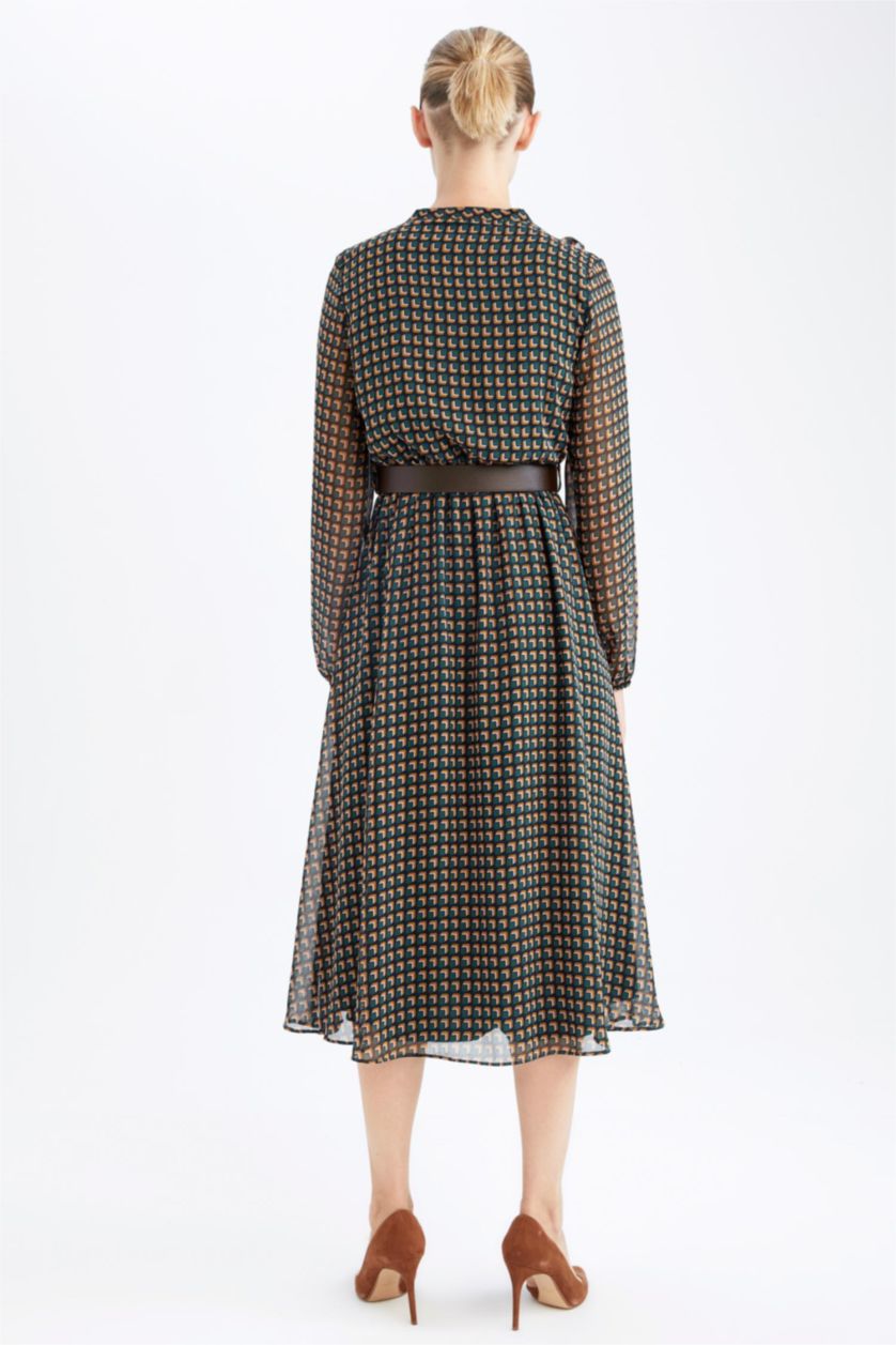 WOMAN Green Printed Chiffon Maxi Dress