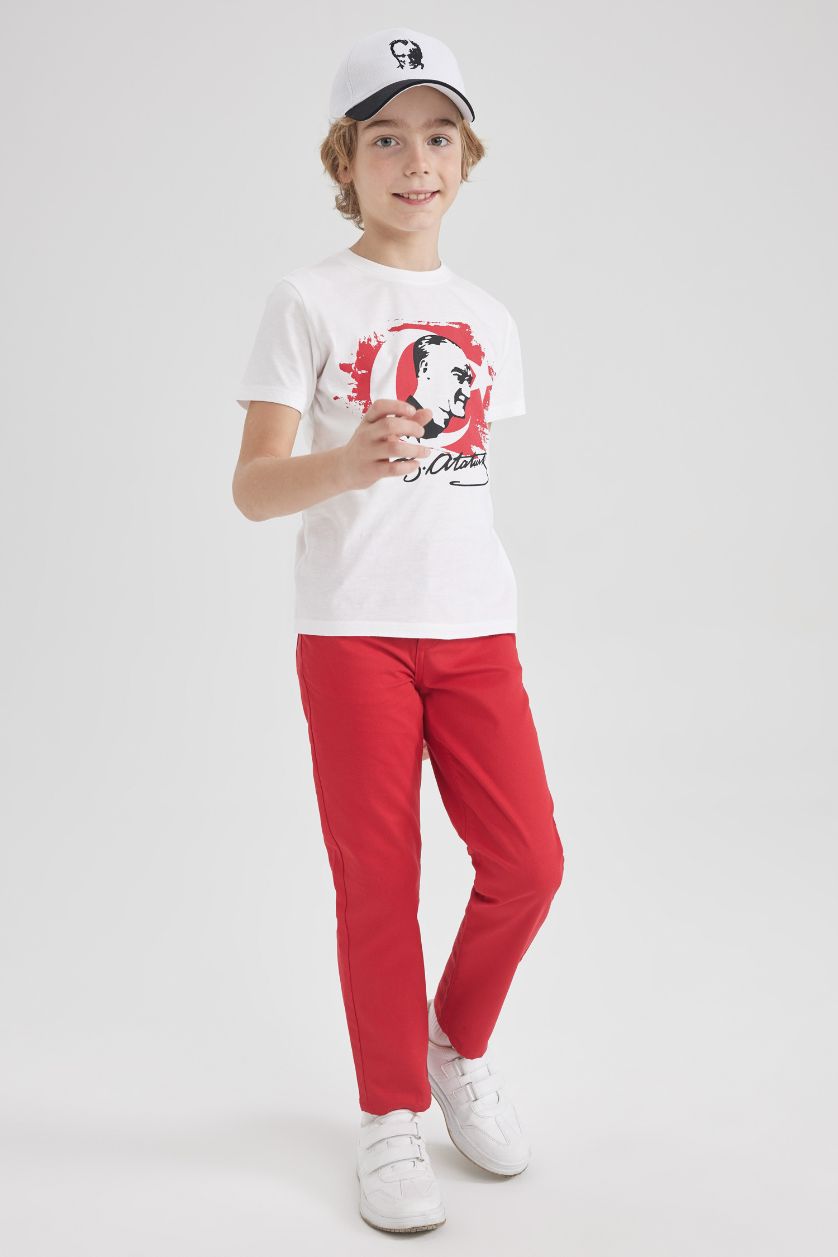 Boys & Teens Red Boy Gabardine Trousers