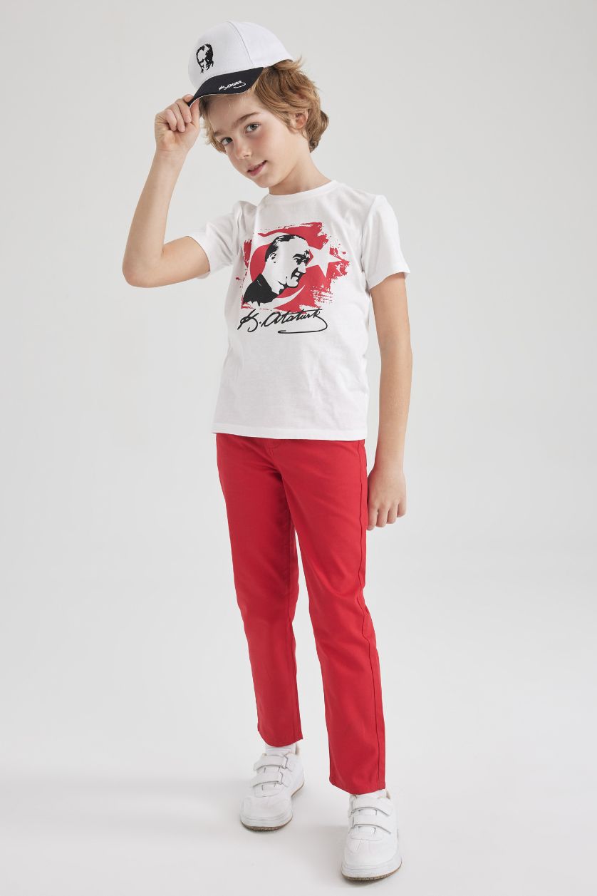 Boys & Teens Red Boy Gabardine Trousers