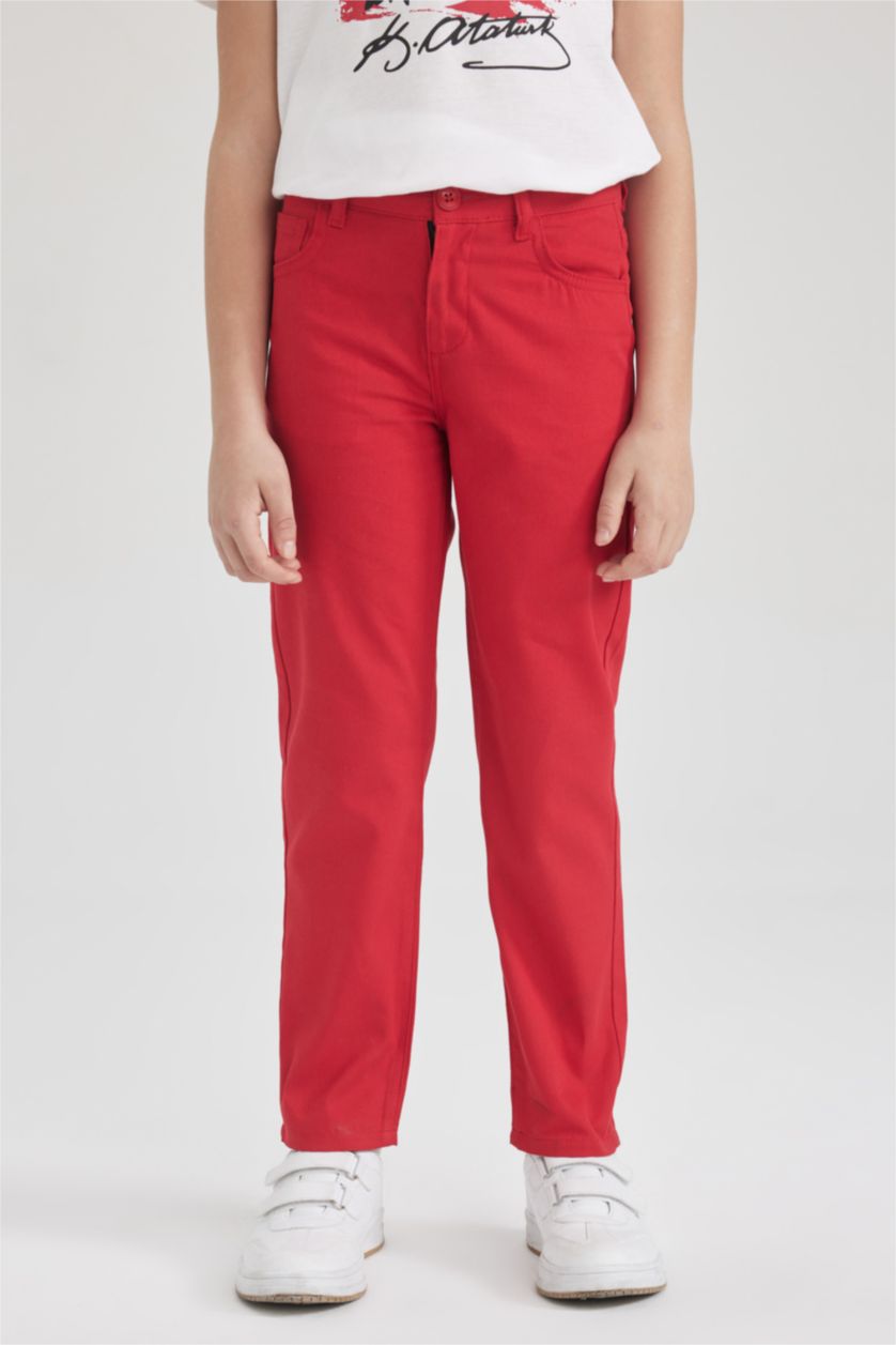 Boys & Teens Red Boy Gabardine Trousers