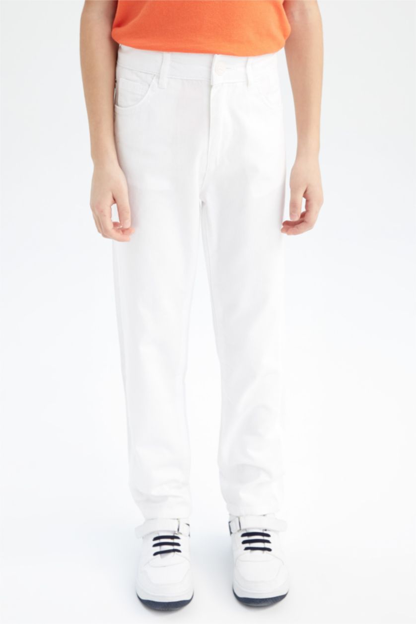 Boys & Teens White Boy Gabardine Trousers