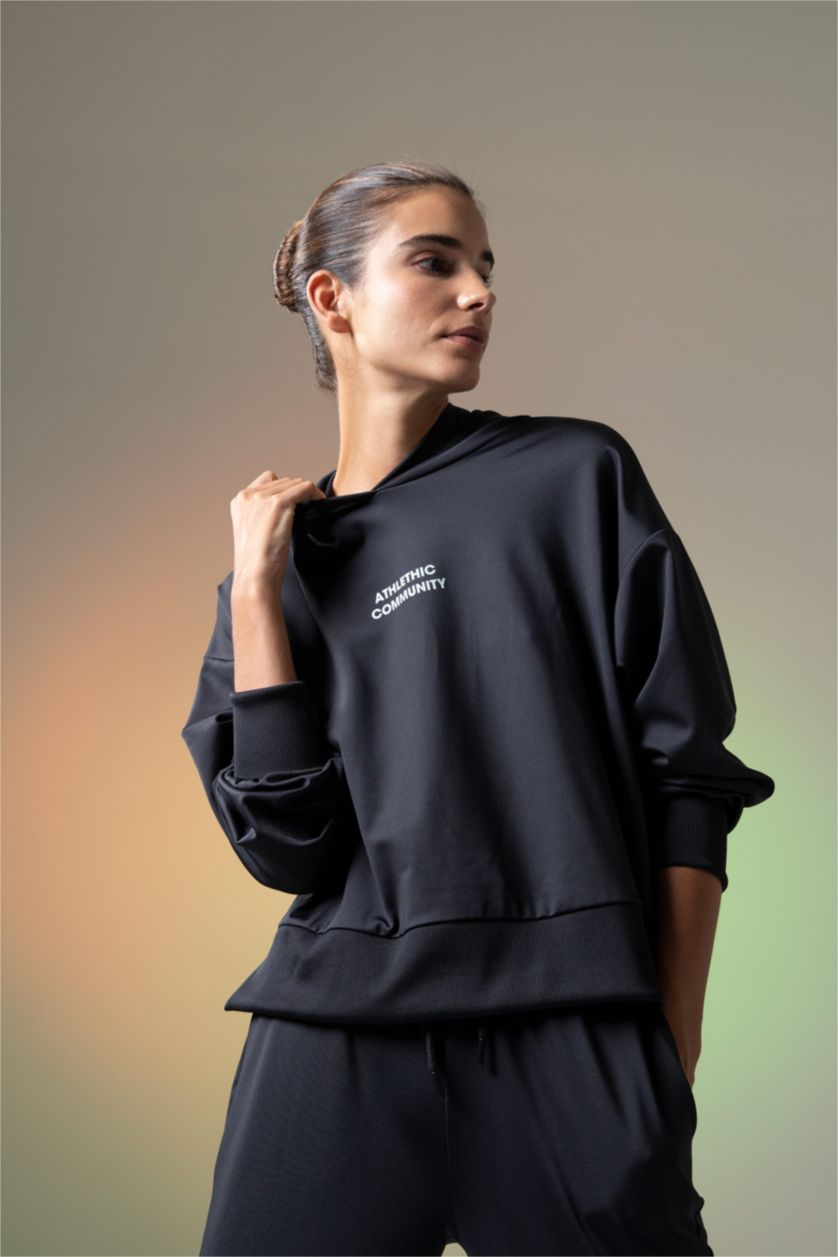 نساء أسود Scuba Fabric Sweatshirt