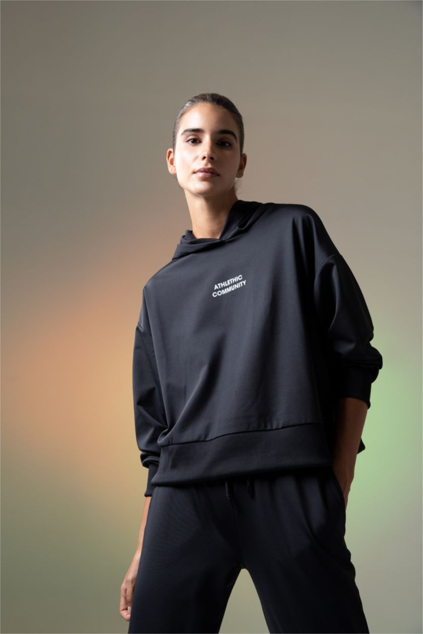 نساء أسود Scuba Fabric Sweatshirt