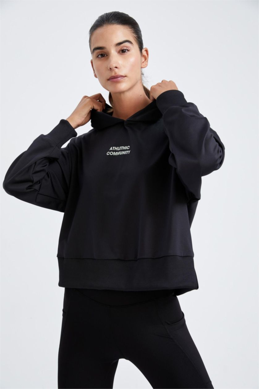 نساء أسود Scuba Fabric Sweatshirt