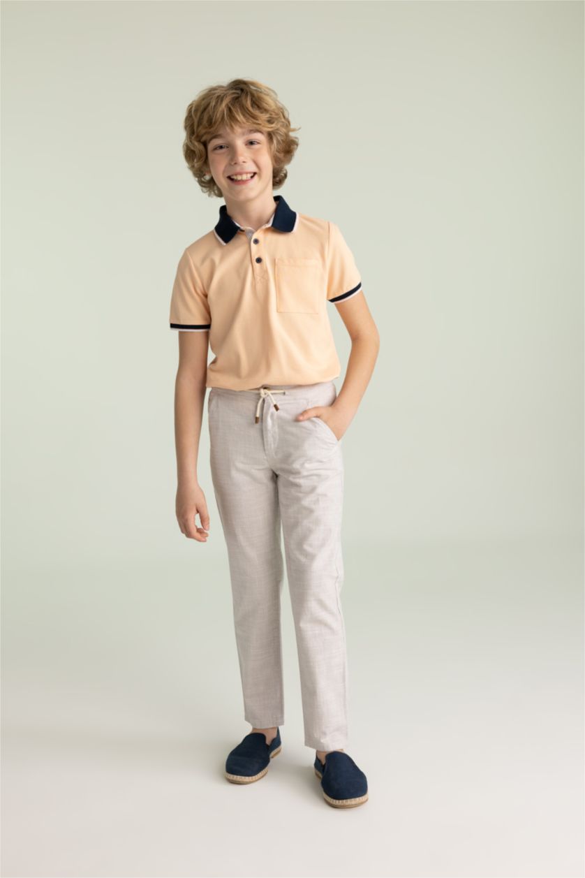 Boys & Teens Beige Boy Regular Fit Linen Look Trousers