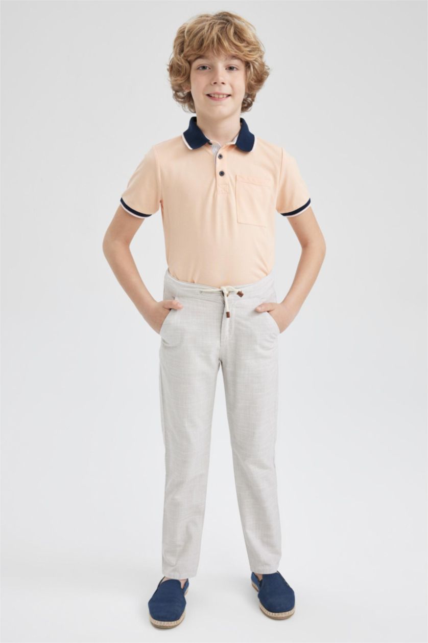 Boys & Teens Beige Boy Regular Fit Linen Look Trousers