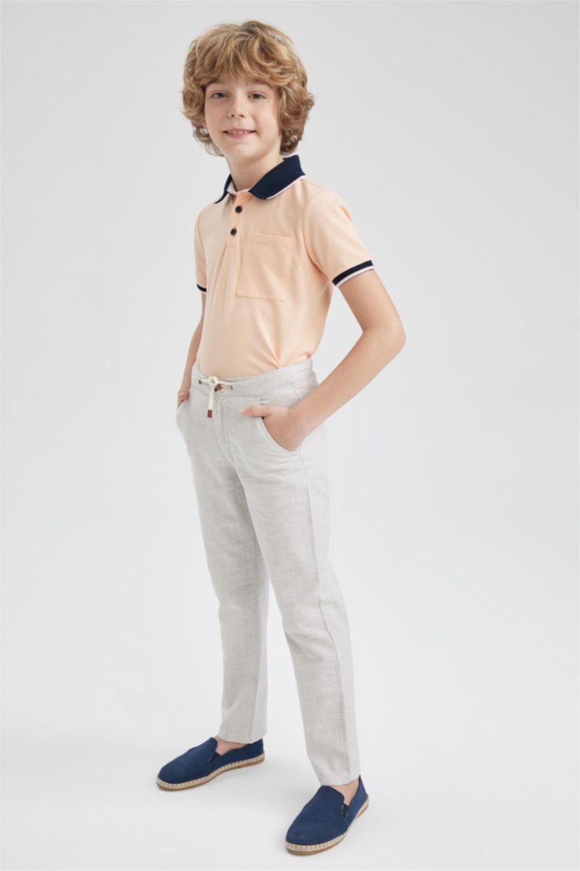Boys & Teens Beige Boy Regular Fit Linen Look Trousers