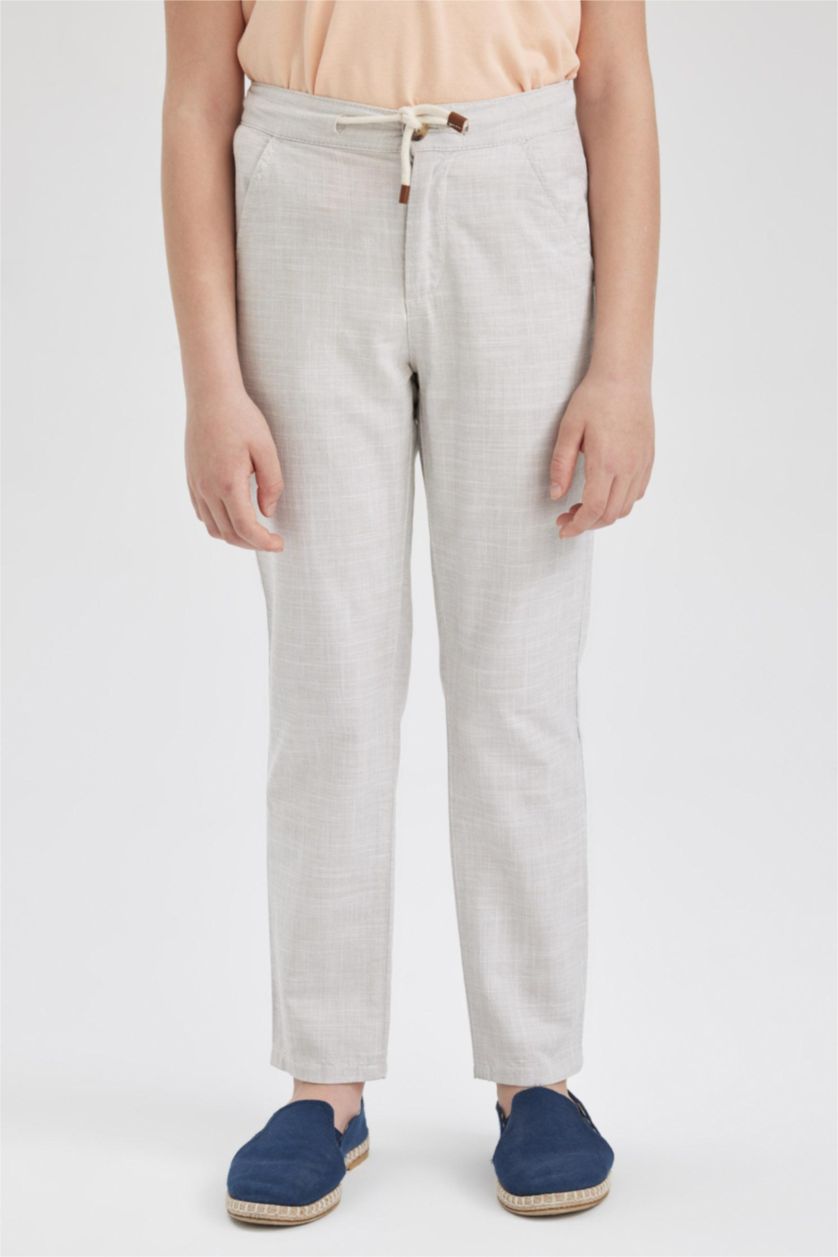 Boys & Teens Beige Boy Regular Fit Linen Look Trousers