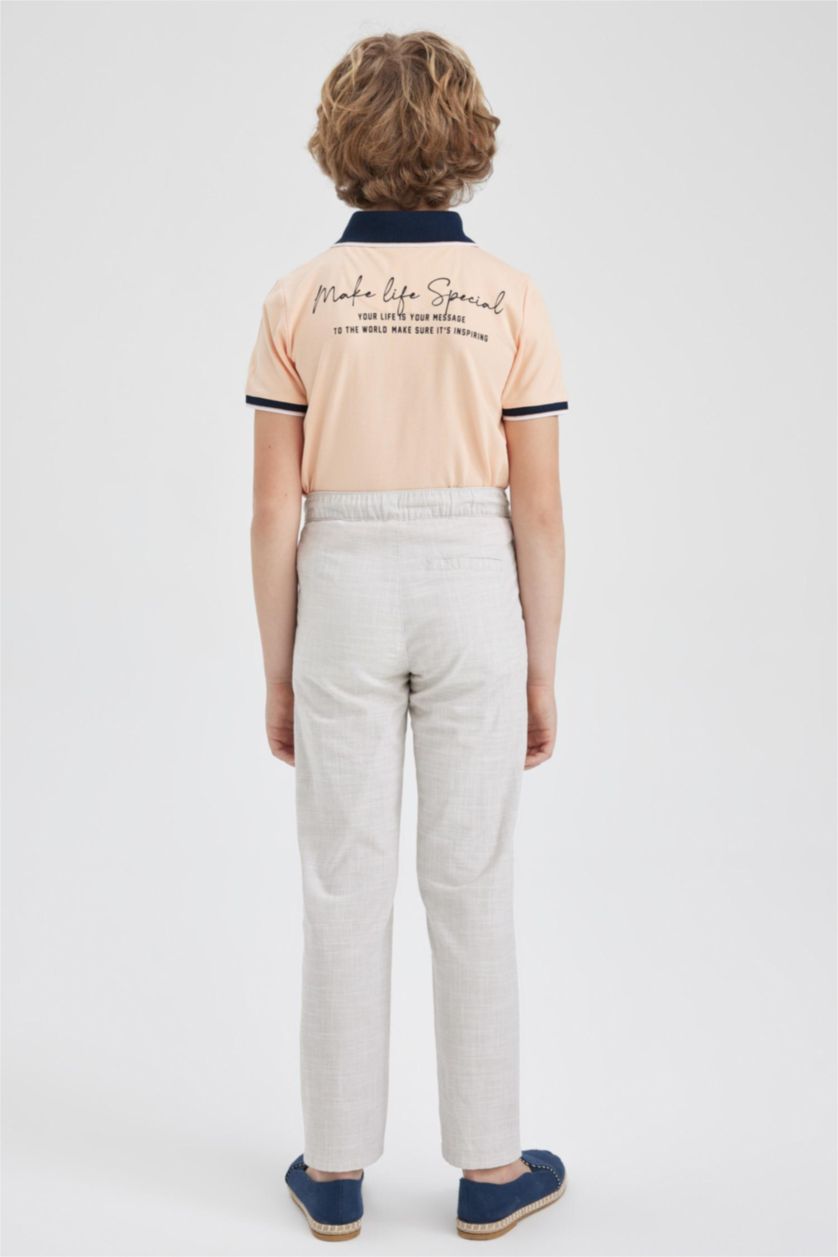 Boys & Teens Beige Boy Regular Fit Linen Look Trousers