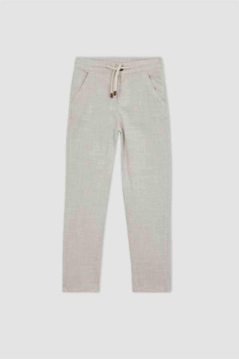 Boys & Teens Beige Boy Regular Fit Linen Look Trousers