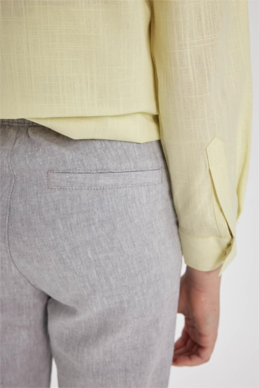 BOYS & TEENS Light Grey Boy Regular Fit Standard Leg Linen Look Trousers